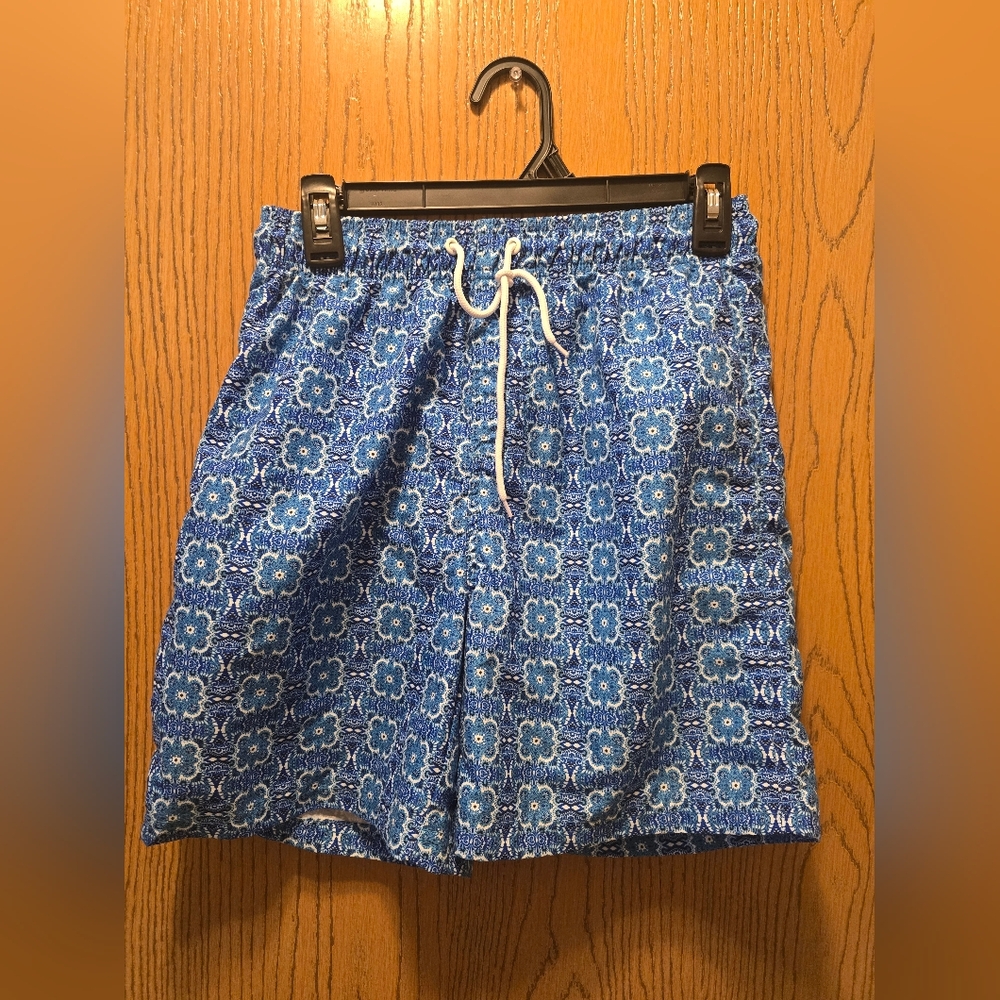 Nicole Miller Vibrant Blue Swim Trunk Shorts Mens Size Small